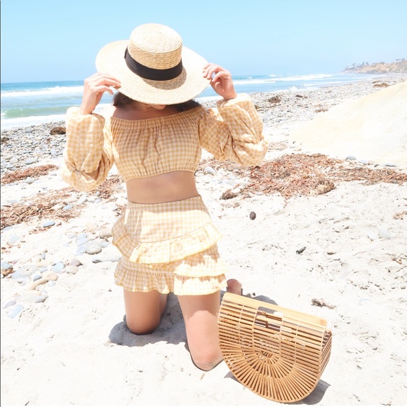 Revolve Yellow Gingham Elaine Set by TulaRosa - Picture 2 of 8